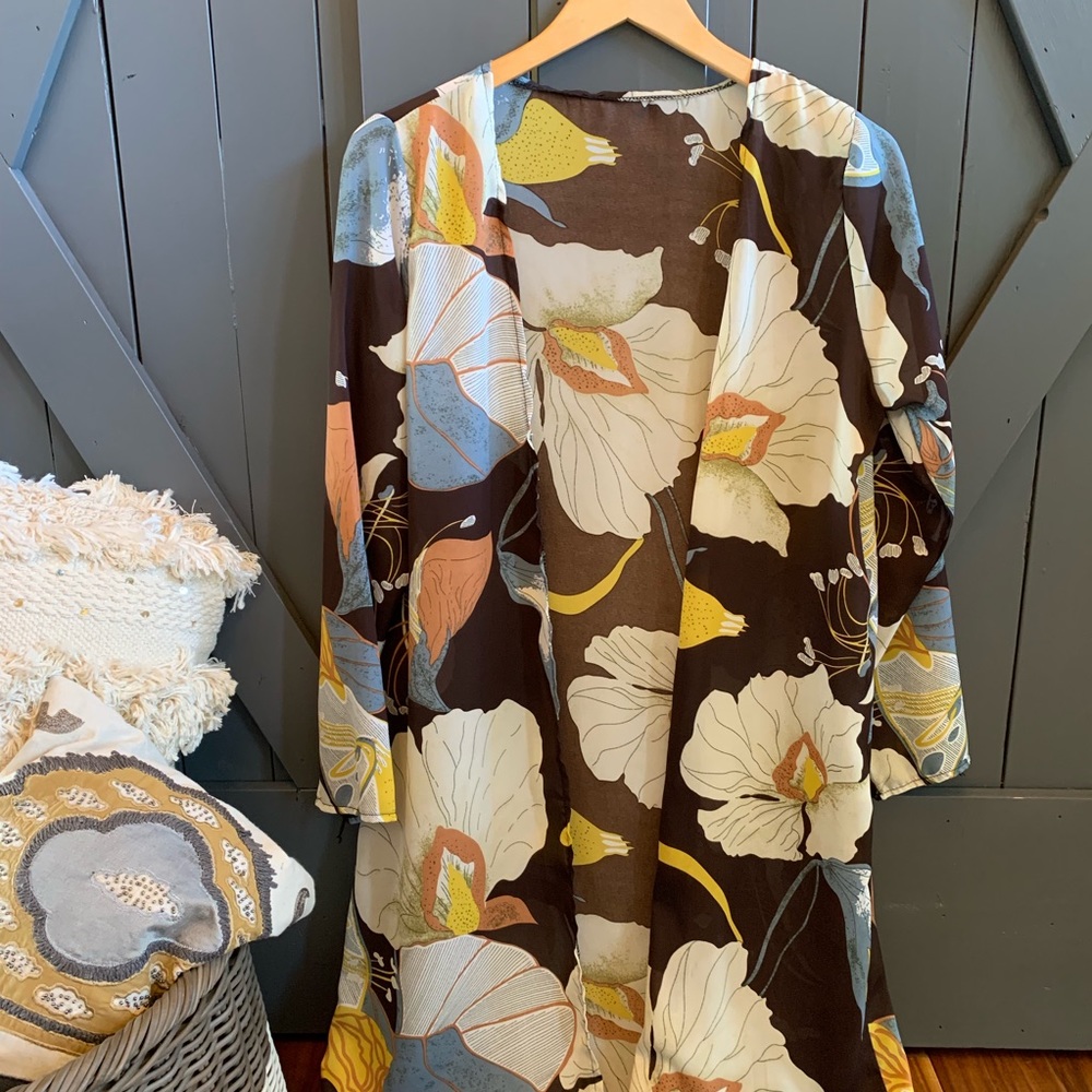 Darling Long Floral Maxi Kimono Duster Jacket Top - Picture 6 of 6